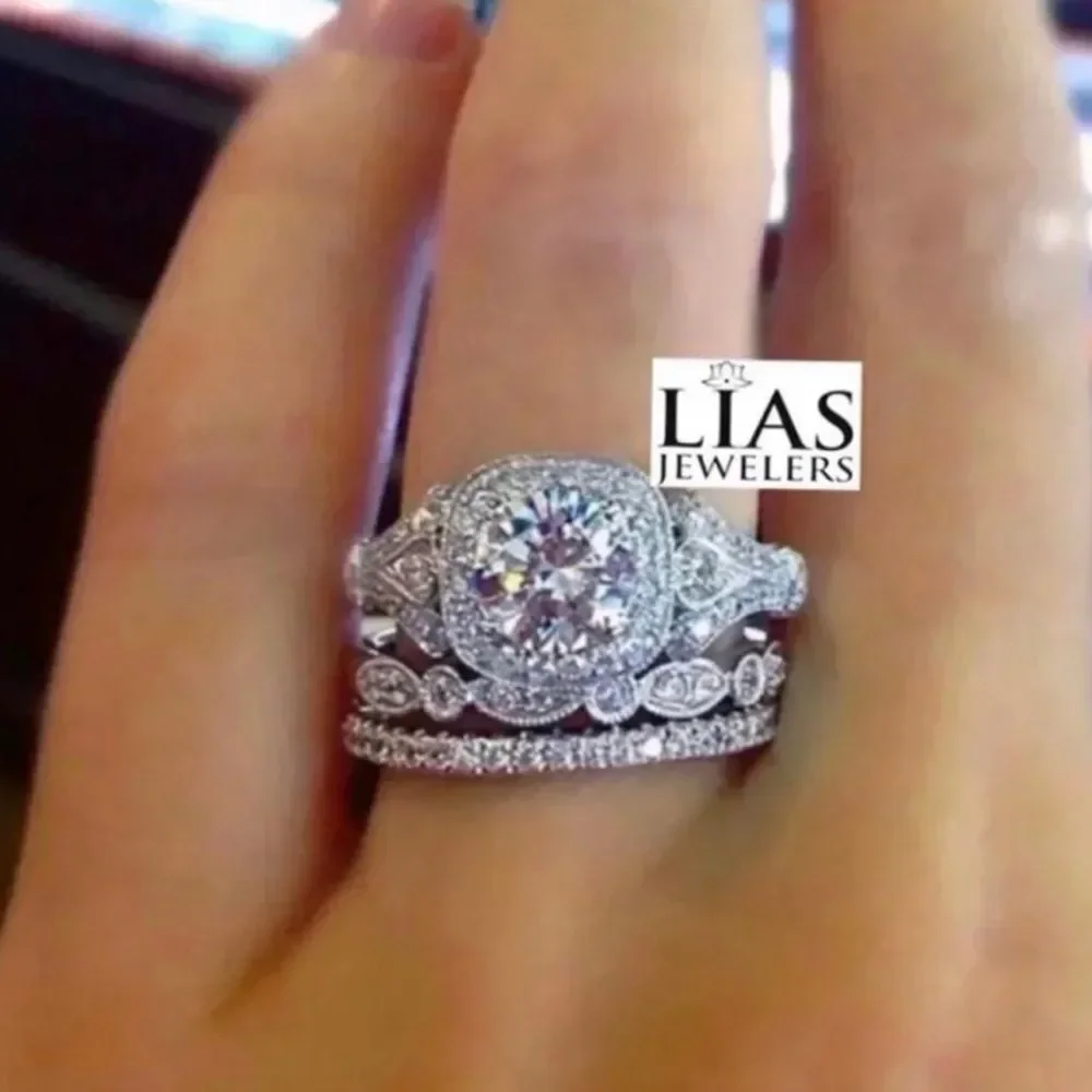 New 18k white gold wedding ring set - Picture 6 of 7